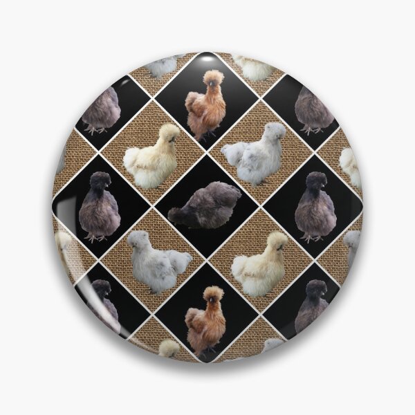 Item preview, Farmhouse Silkie Bantam Chickens on Black and Burlap Diamonds designed and sold by StandoutSilkies.