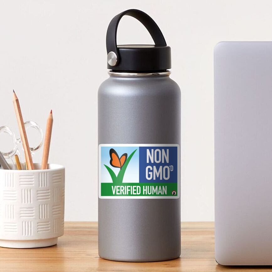 NON-GMO'd VERIFIED HUMAN (anti-vax) Parody LOGO Sticker