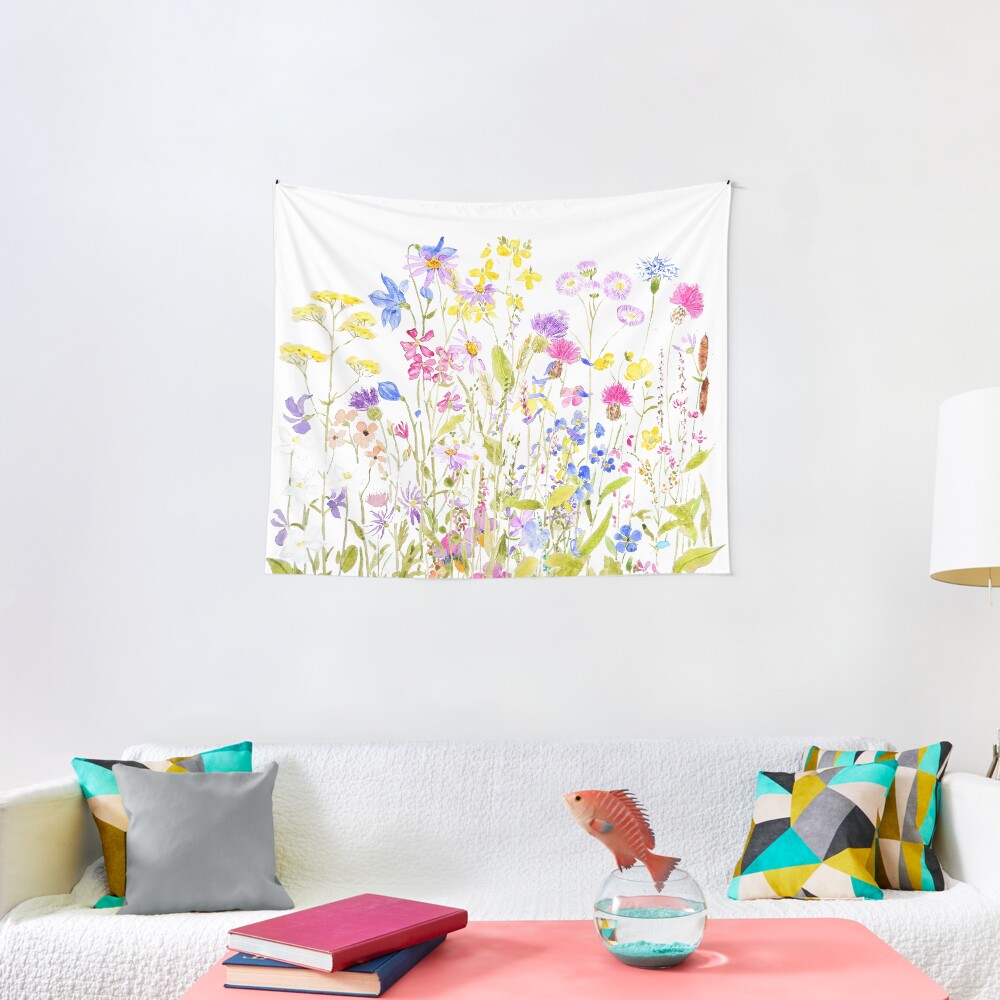 "colorful meadow painting" Tapestry by ColorandColor Redbubble