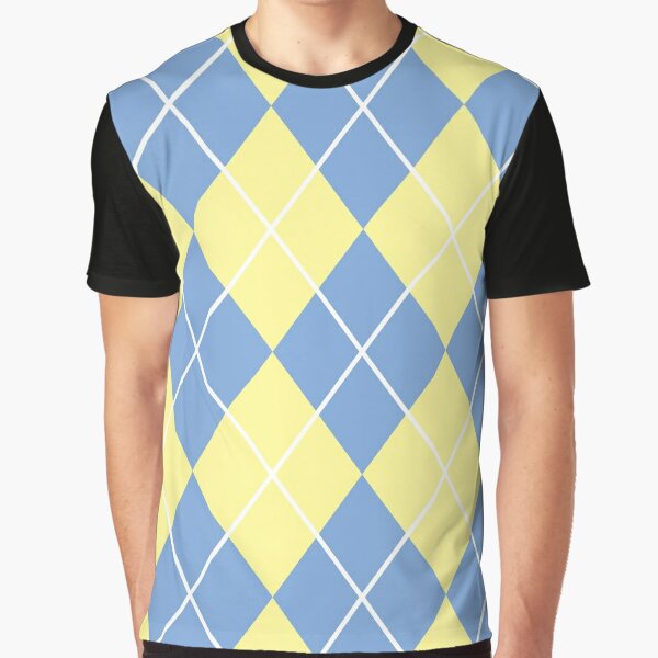 Blue & Yellow Argyle Tartan  Graphic T-Shirt