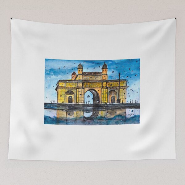 Item preview, Gateway of India rainy watercolor landscape painting designed and sold by artbymanjiri.