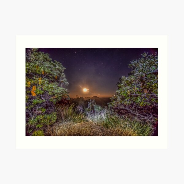 glass house mountains moon Art Print