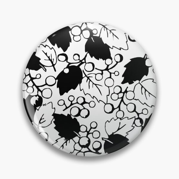Aperçu de l'œuvre Feuilles et baies, motif noir et blanc créée et vendue par MagicStrawberry.