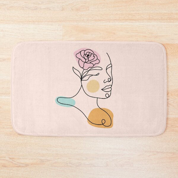 Item preview,  Woman smile Face girl drawing abstract pink flower abstractface oneline onelinedrawing, designed and sold by Queengood.