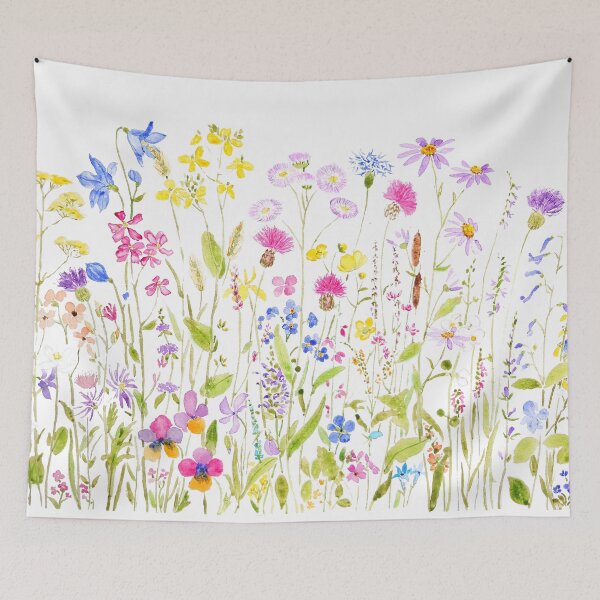 Item preview, hand painted colorful meadow fields watercolor designed and sold by ColorandColor.