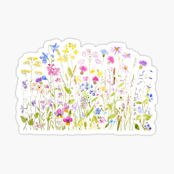 Item preview, hand painted colorful meadow fields watercolor designed and sold by ColorandColor.