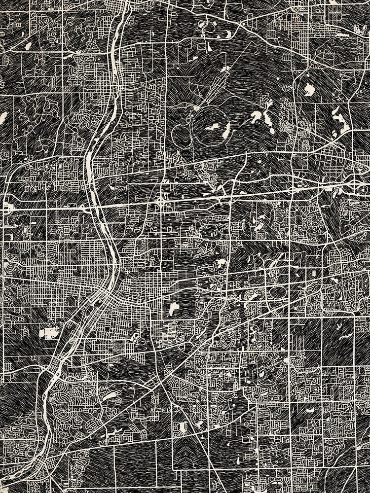 Aperçu 5 sur 5. Robe trapèze avec l'œuvre Aurora map Illinois Ink lines IL créée et vendue par InkMaps.