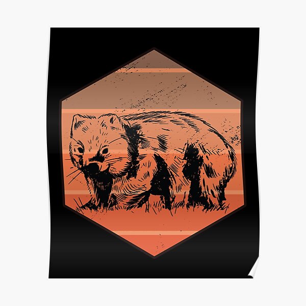Wombat Retro Poster