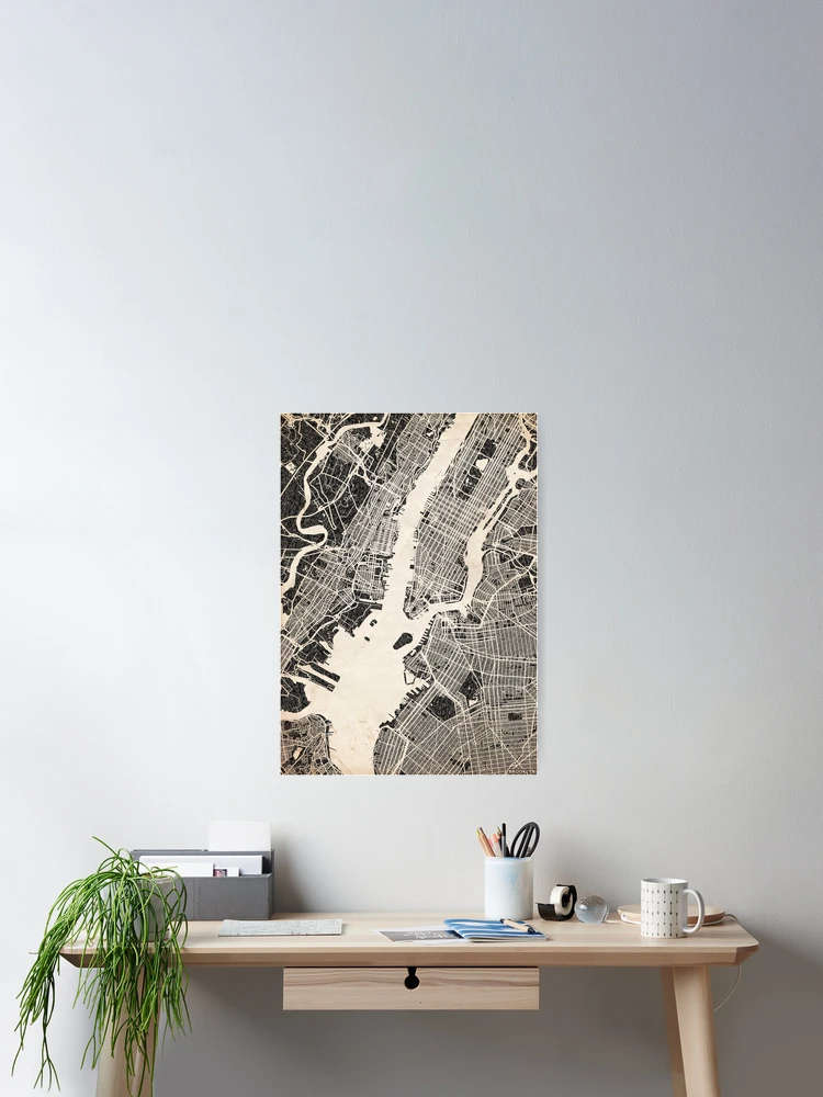 Imagen 2 de 3, Póster con la obra Brooklyn map New York Ink lines 2, diseñada y vendida por InkMaps.