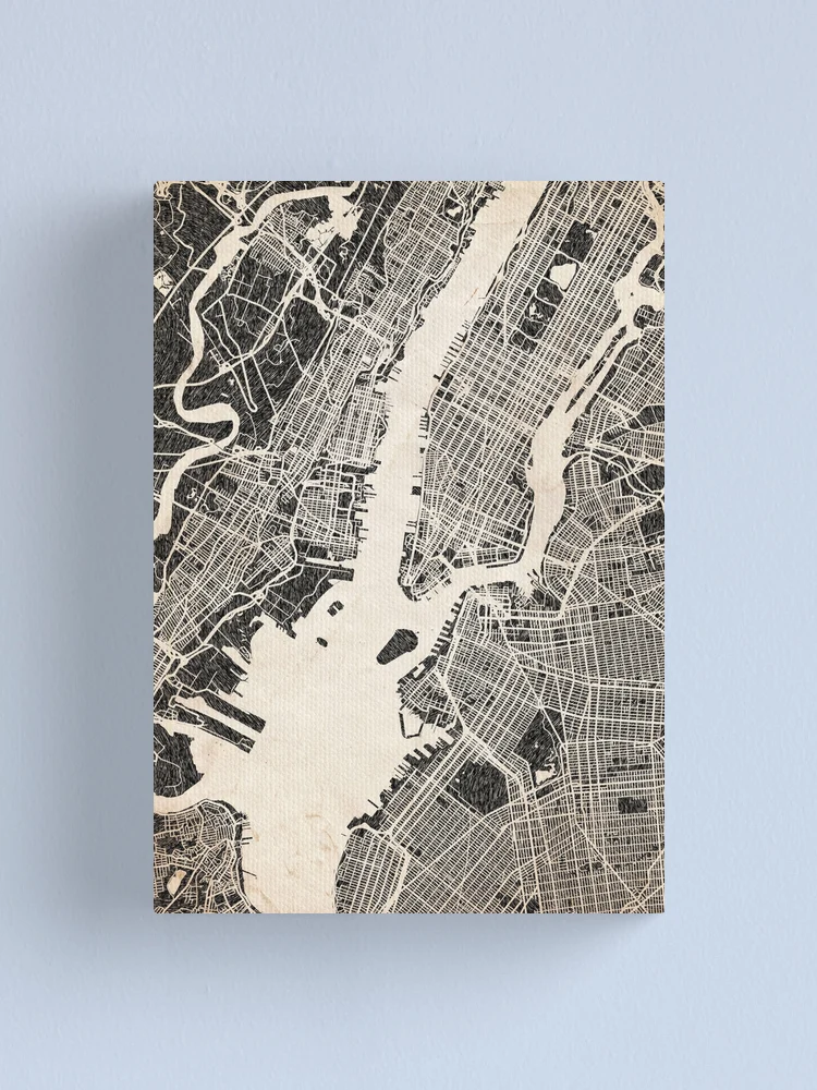 Imagen 1 de 3, Lienzo con la obra Brooklyn map New York Ink lines 2, diseñada y vendida por InkMaps.