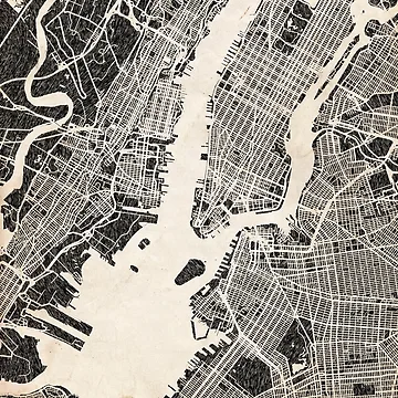 Imagen de la obra Brooklyn map New York Ink lines 2 de InkMaps