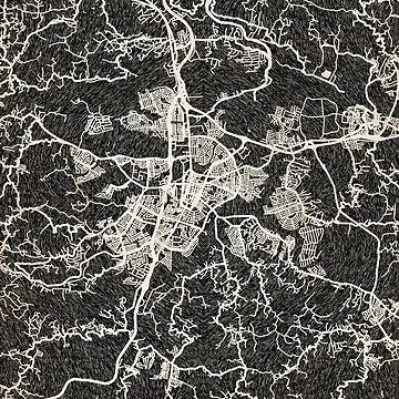 Aperçu de l'œuvre Caguas map Puerto Rico Ink lines 2 de InkMaps