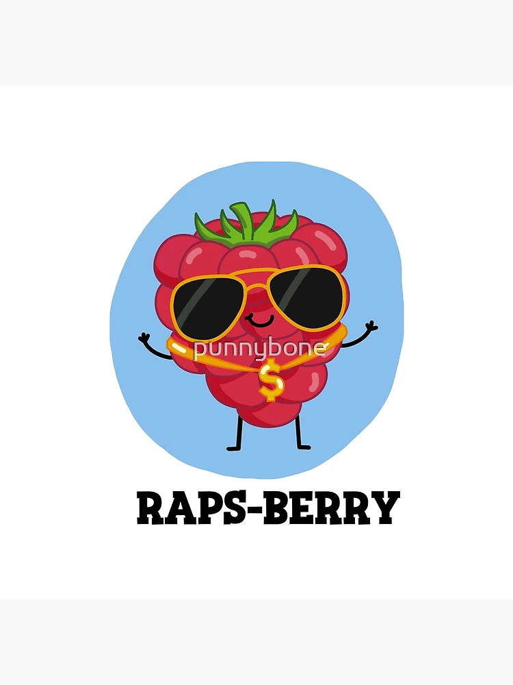 Thumbnail 4 of 4, Clock, Raps-berry Funny Rapper Raspberry Puns  designed and sold by punnybone.
