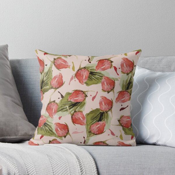 Rose Bud in Pink Throw Pillow