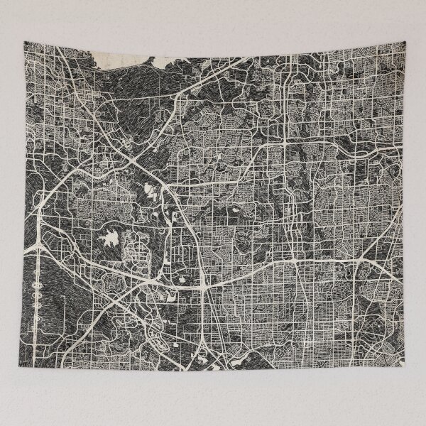Item preview, Carrollton map Texas Ink lines designed and sold by InkMaps.