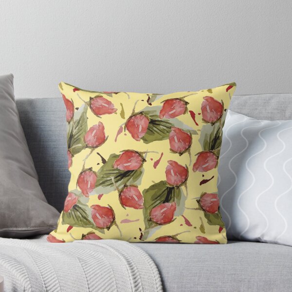 Rose Bud in Yellow Throw Pillow