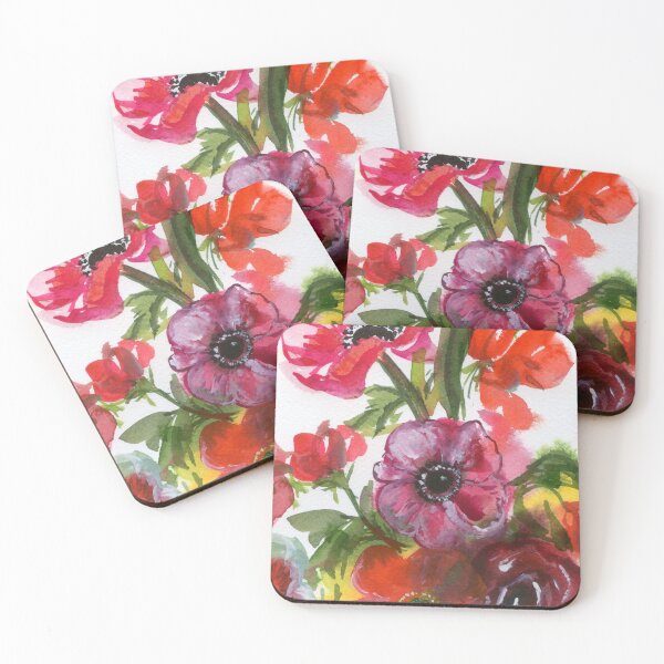 Item preview, red flowers with anemone designed and sold by kosarandrea.