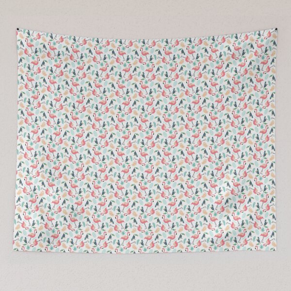 Item preview, Flamingos, toucans and palm leaves designed and sold by claudiothindi.
