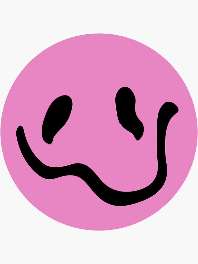 Pink Distorted Smiley Sticker For Sale By Muffinstandd Redbubble