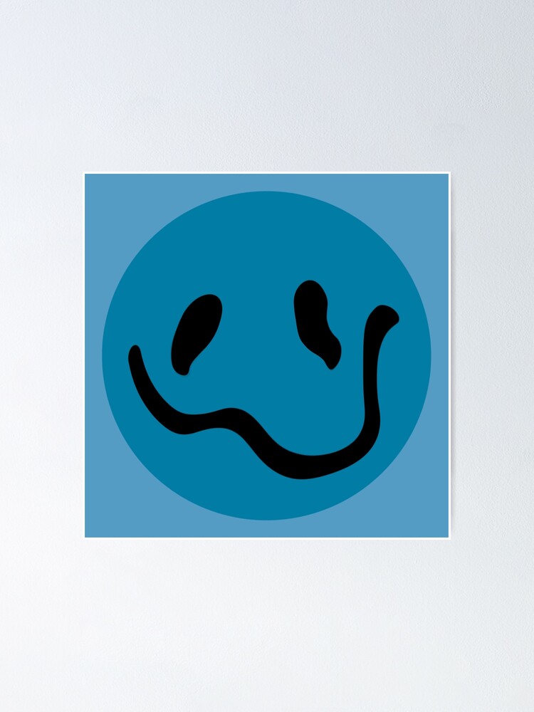 Dark Blue Distorted Smiley Poster By Muffinstandd Redbubble