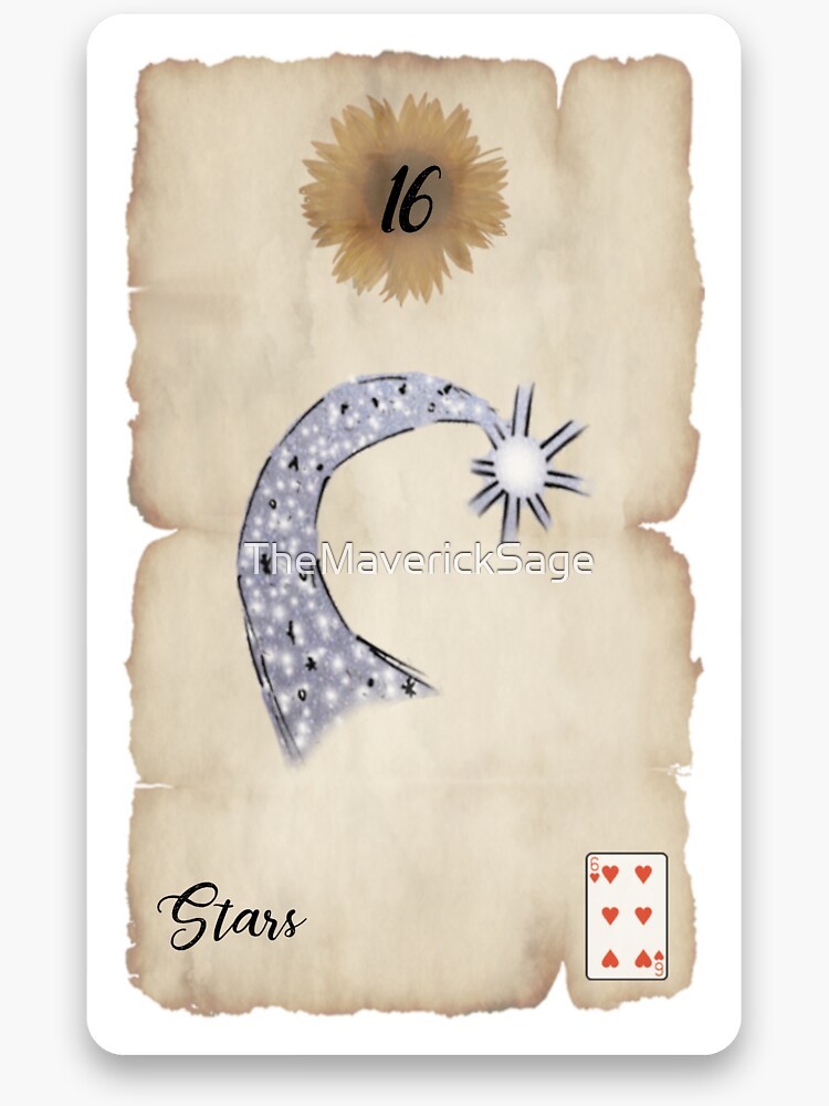 Thumbnail 3 of 3, Sticker, Lenormand Stars Card - Hand Drawn designed and sold by TheMaverickSage.