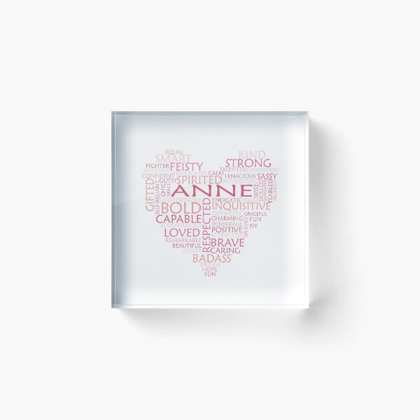 Item preview, Anne heart word cloud shape name - pink, peach and light pink - female empowerment name personalised text - 0321 designed and sold by PrettyDesserted.