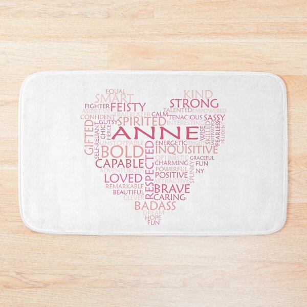 Item preview, Anne heart word cloud shape name - pink, peach and light pink - female empowerment name personalised text - 0321 designed and sold by PrettyDesserted.