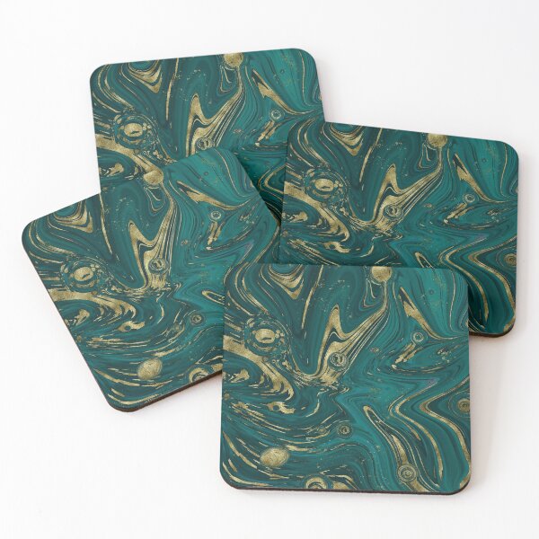 Item preview, Teal Marble & Gold Faux Glitter Abstract Art designed and sold by Karen McFarland.