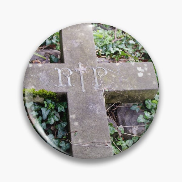 Item preview, Graveyard cross against green leaves with RIP designed and sold by chihuahuashower.