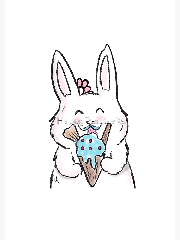"Bubbles the Ice Cream Eating Bunny " Poster by HappyPawtraits Redbubble