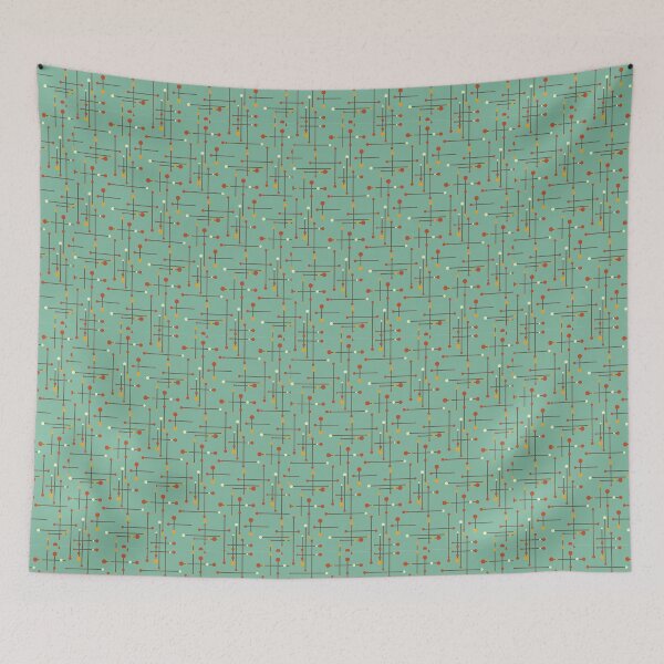 Item preview, Vintage 50s Pattern in Teal, Red and Orange Retro Colors designed and sold by 1stAmendMerch.