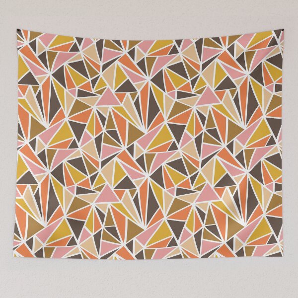 Item preview, Vintage 60s 70s Geometric Pattern in Brown Pink and Orange Retro Colors designed and sold by 1stAmendMerch.