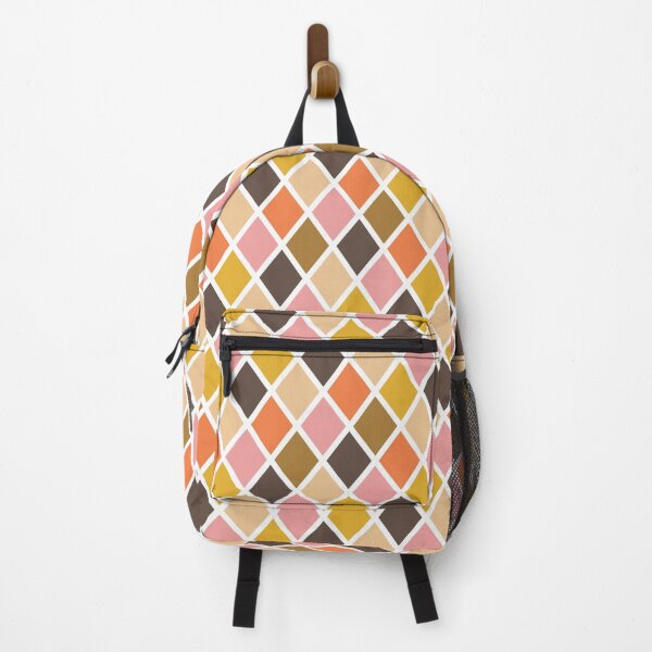 Item preview, Vintage 60s 70s Geometric Argyle Pattern in Brown Pink and Orange Retro Colors designed and sold by 1stAmendMerch.