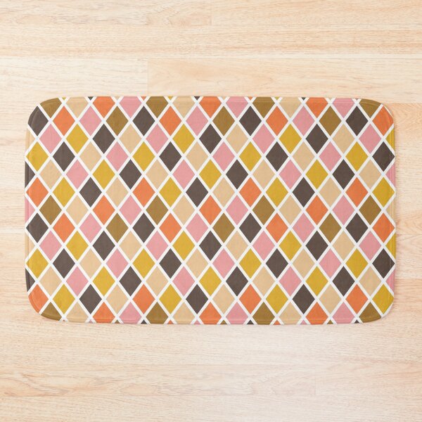 Item preview, Vintage 60s 70s Geometric Argyle Pattern in Brown Pink and Orange Retro Colors designed and sold by 1stAmendMerch.