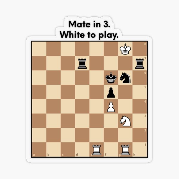 Chess puzzle sticker and magnet. Mate in 2. - Chess - Pin