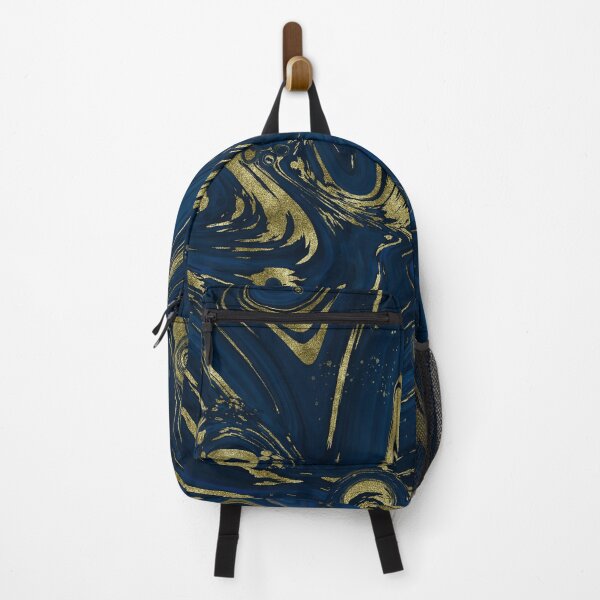 Item preview, Navy Blue Marble & Gold Faux Glitter Abstract Art designed and sold by Karen McFarland.