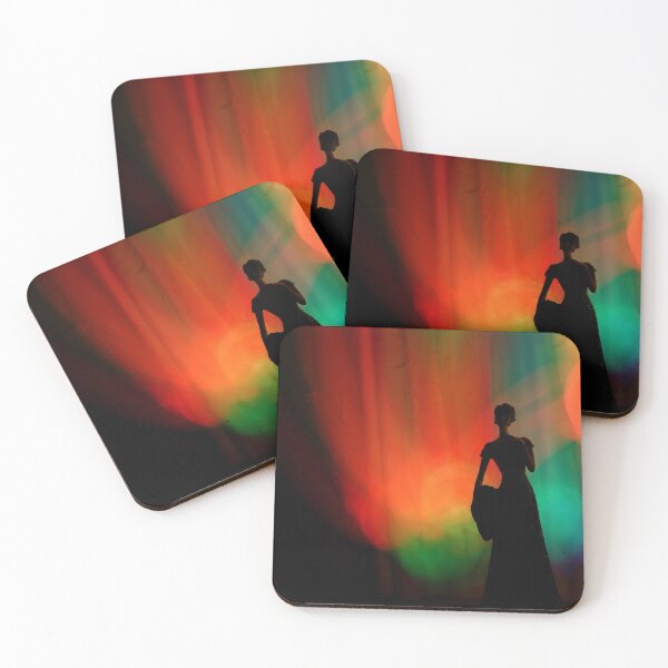 Item preview, A mysterious female silhouette figure standing in front of colorful background in the darkness designed and sold by FCEalin.