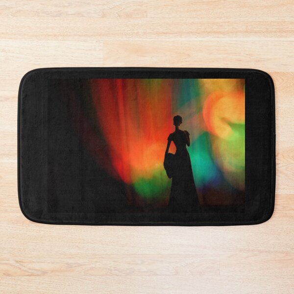 Item preview, A mysterious female silhouette figure standing in front of colorful background in the darkness designed and sold by FCEalin.