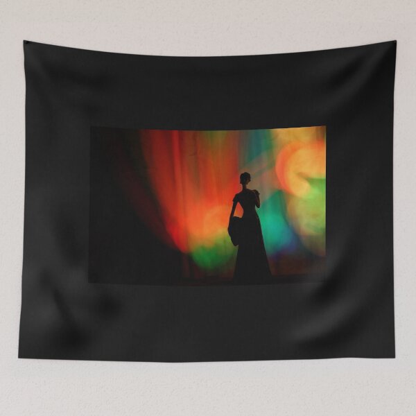 Item preview, A mysterious female silhouette figure standing in front of colorful background in the darkness designed and sold by FCEalin.
