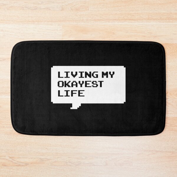Item preview, Living my okayest life funny retro arcade style Black and White speech bubble (dark mode) designed and sold by Deegital18.