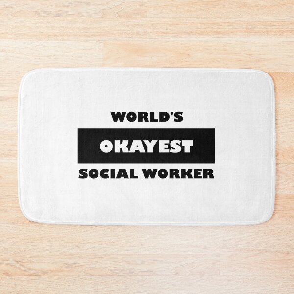Item preview, National social worker month: World's okayest social worker funny black and white minimalist block typography designed and sold by Deegital18.
