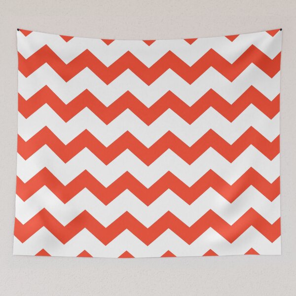 Item preview, Orange plain background with white geometric zig zag pattern designed and sold by Brontorino.