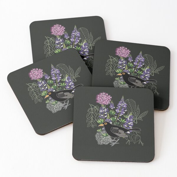 Item preview, Blackbird in purple paradise, black and purple designed and sold by Naty Design Prague.