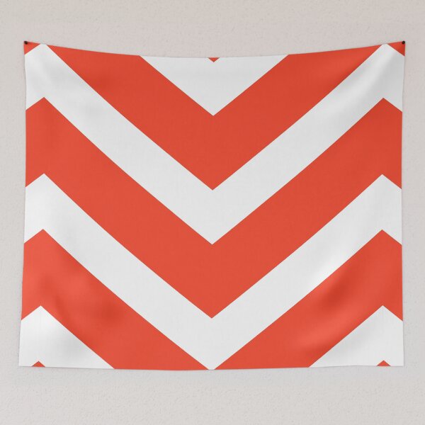 Item preview, Orange plain background with white geometric zig zag pattern designed and sold by Brontorino.