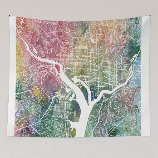 Item preview, Washington DC Watercolor Map Art Print by Zouzounio Art designed and sold by zouzounioart.