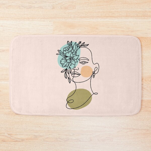 Item preview,  Woman smile Face girl drawing abstract pink flower abstractface oneline onelinedrawing, designed and sold by Queengood.