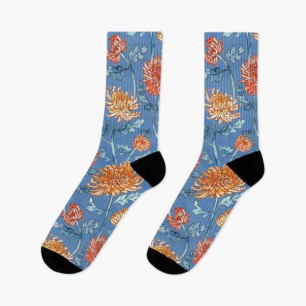 Item preview, Chrysanthemum Watercolor & Pen Pattern - Cornflower Blue  designed and sold by TigaTiga.
