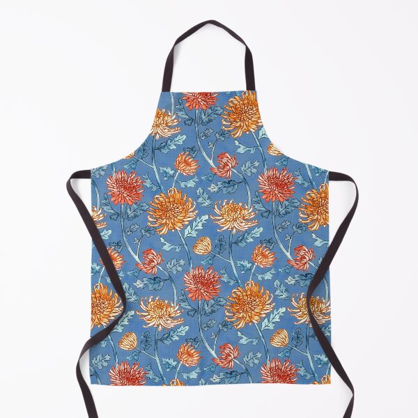Item preview, Chrysanthemum Watercolor & Pen Pattern - Cornflower Blue designed and sold by TigaTiga.