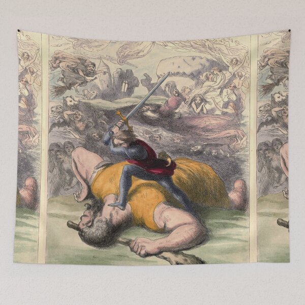 Item preview, Jack the Giant killer vintage artwork illustration designed and sold by Vintage Designs +.