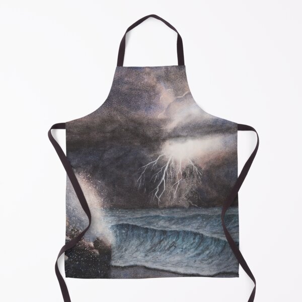 Item preview, Dark Stormy Night - breaking waves rolling onto the beach. Watercolour landscape -  designed and sold by Einar Aasen.